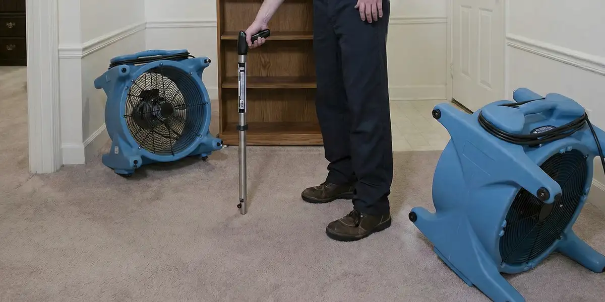 emergency water removal equipment deployed to dry a flooded residential interior in Philadelphia, PA