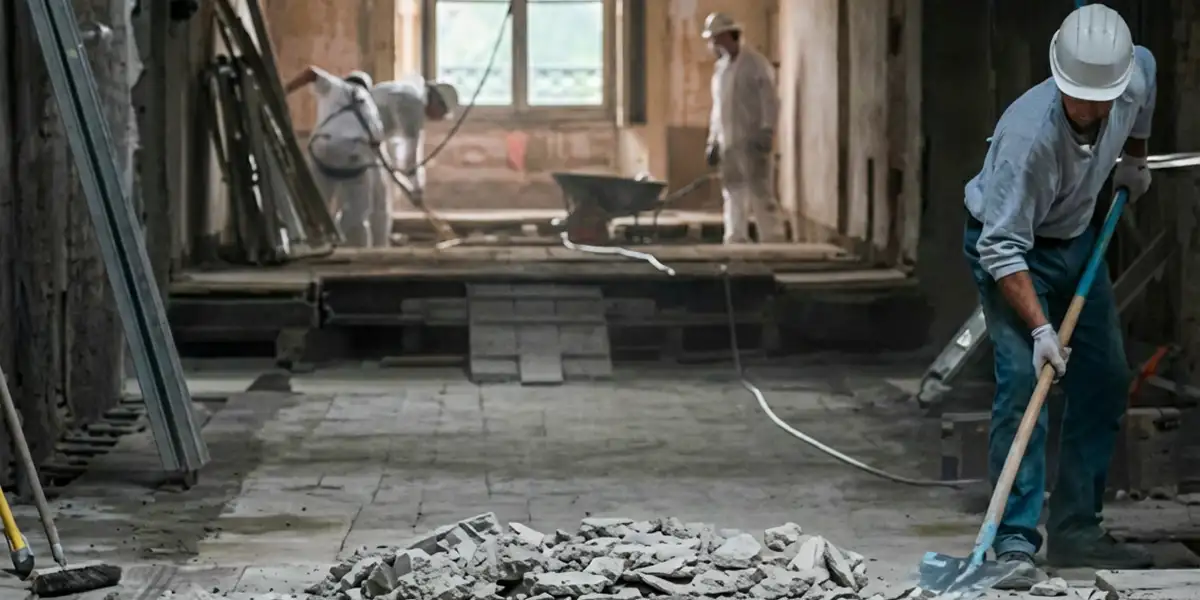 fire damage restoration professionals performing structural cleanup and restoration after a fire in Philadelphia, PA